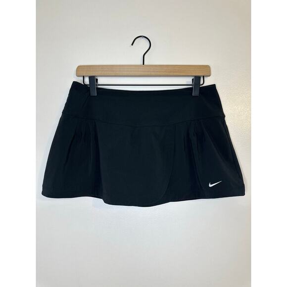 Nike Womens Dri-Fit Black Tennis Golf Pickleball Skort 7" Faux Wrap Size Medium - Picture 1 of 9